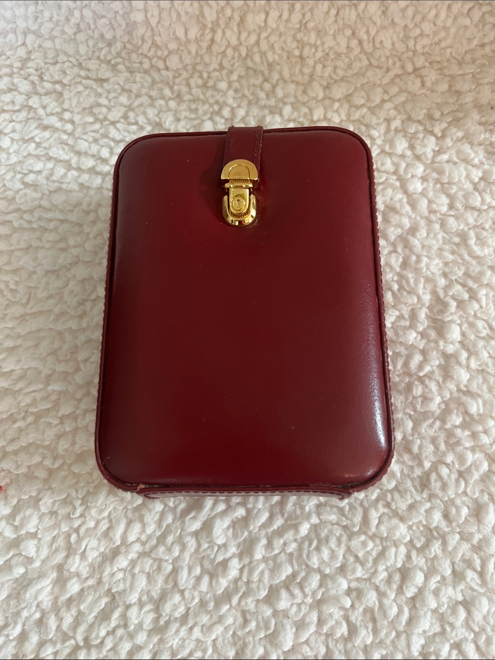 Women's Burgundy Jewelry Case with Gold-Tone Closure